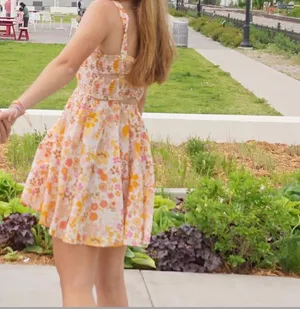 Altar’d State Pink and Orange Floral Dress thumbnail 3