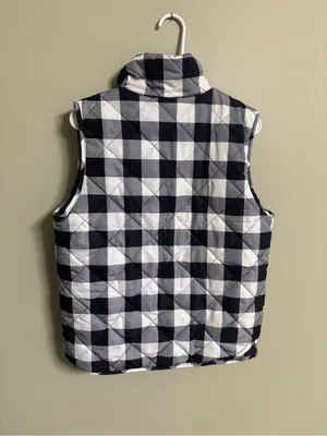 Reversible Vest Size Large Leopard Print Buffalo Plaid Black White New Full Zip thumbnail 3