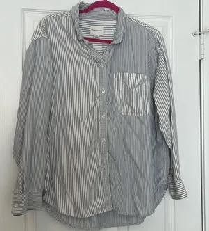 American Eagle stripe oversized button down top thumbnail 1