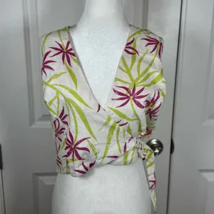 Anthropologie WOOL + NATURE Celandine Linen Wrap Halter Tank Top XL NWT thumbnail 2