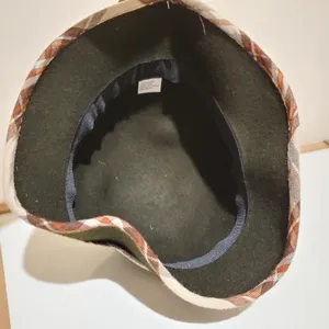 COLOMBINO Wool Plaid Belted Bucket Hat Brown thumbnail 10