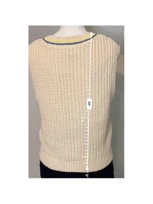 NEW American Eagle Cable Knit Button Vest, Size M, Beige and Blue thumbnail 3