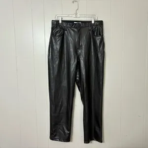 Abercrombie & Fitch 90s Straight Faux Leather Pants Black Ultra High Rise Size 1 thumbnail 3