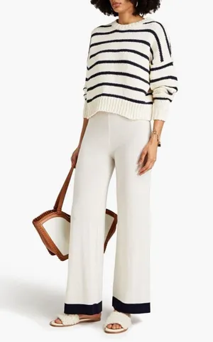 ZIMMERMANN Two-Tone Merino Wool Wide-Leg Pants AU 2 US 8 Luxury Resort thumbnail 1