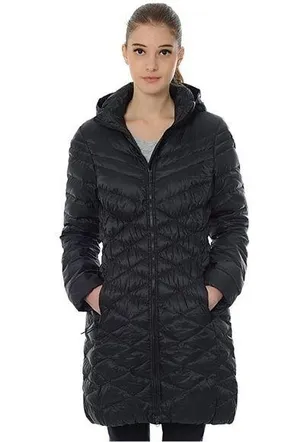 Nike Cascade Hooded Tech Down Puffer Black Quilted Coat Women's Medium thumbnail 1