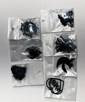 7 pair Halloween goth earring bundl Black thumbnail 1