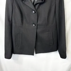 Old Navy Medium Coat Wool Black‎ Ruffle Collar Jacket Womens Pockets Pea C thumbnail 6