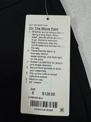 Lululemon On the Move Pant Black Mid Rise Travel Capsule W5BGZS Women's Size 6 thumbnail 10