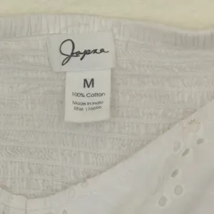 Japna Eyelet Crop Top Sz M White Long Puff Sleeve Cinched Front Boho Cottagecore thumbnail 3