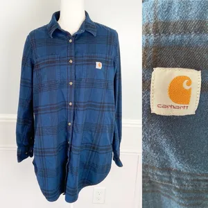 Carhartt Rugged Flex Relaxed Fit Midweight Flannel Long-Sleeve Plaid Tunic Sz L thumbnail 2