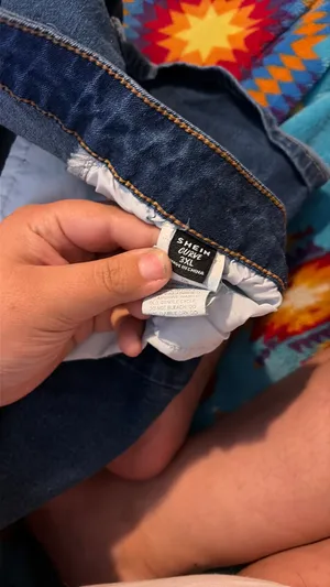 SHEIN ripped curve bell bottom jeans  thumbnail 2