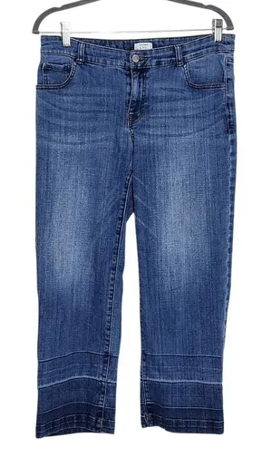 Crown & Ivy Distressed Capri Jeans Size 10 Boho Cropped Denim thumbnail 1