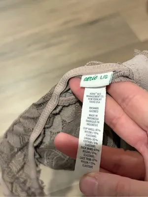 Aerie lace O ring mesh‎ bralette nude beige size large thumbnail 4