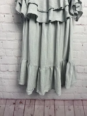 Lost in Lunar medium ruffled tiered blue grey coastal chic mini dress retro Med thumbnail 6