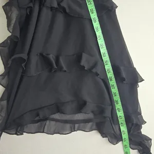 Monki NWT 46P Black Asymmetric Ruffle Midi Dress with 3D Flower Rosette Size S‎ thumbnail 12