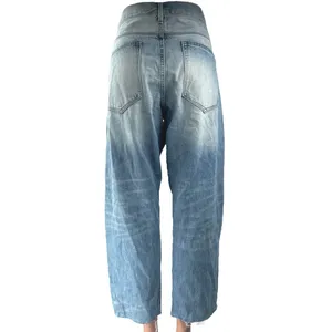 Gap 1969 Women's Blue Distressed High Rise Baggy Wide Leg Denim Jeans Size 33R thumbnail 3