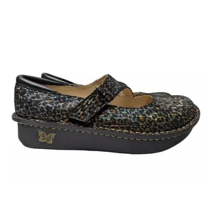 ALEGRIA DAYNA leopard stripes Mary Jane’s SZ 39 metallic NUBUCK— very clean thumbnail 2
