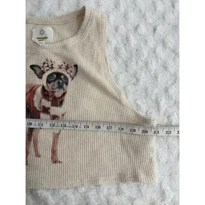 Offline by Aerie Wow Waffle Knit Cream Chihuahua Distressed Crop Tank Top M thumbnail 7