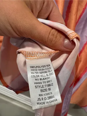Entro Button Up Satin Striped Peach and Purple thumbnail 6