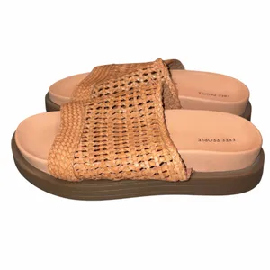 Free People Tan Woven Leather Chunky Platform Bondi Sandals Slides Shoes 10 thumbnail 3