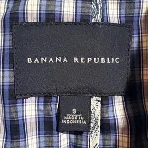 Banana Republic Plaid Blazer Women Small Navy Blue Excellent Cotton Shirt Jacket thumbnail 4