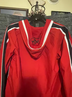 Vintage Reebok Windbreaker unisex LG 1990s Hooded Retro Red Semi Zip Nylon thumbnail 11