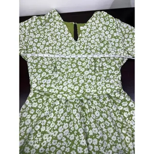 Heartloom Green Floral Wrap Front Romper Puff Sleeve Pockets Large thumbnail 7