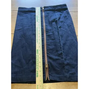 LRL Ralph Lauren Jean Skirt Women Size 4 Leather‎ Trim Full Zip Knee Length thumbnail 9