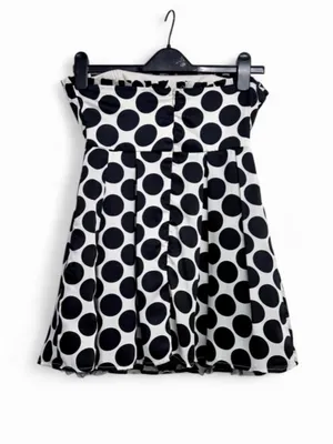 FOREVER 21 White and Black Polka Dot Strapless Mini Dress Sz S thumbnail 7