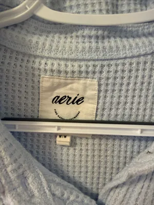 $79 NWOT Aerie LumberJane Waffle Knit Shirt / Shacket in light blue M thumbnail 5