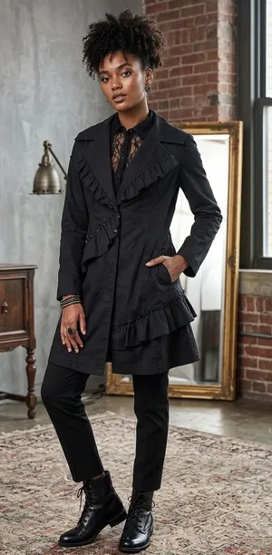 Starling x Anthropologie Victorian Steampunk Dark Romantic Goth Ruffle Jacket XL. thumbnail 1