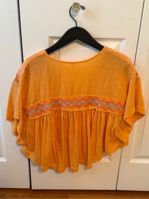 Free People Market Embroidered Top in Carrot Ginger thumbnail 3