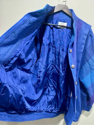 Vtg 80s Avoca Ireland Pure Wool Blue Purple Striped Jacket Unisex M XL⁠ thumbnail 6