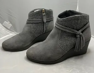 CROCS Women's Leigh Suede Wedge Bootie Ankle - Size 8 thumbnail 1