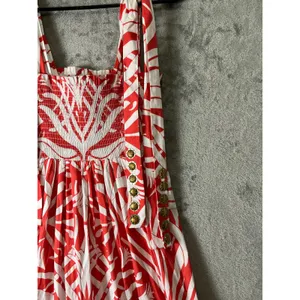 Sheridan French Coral White Tropical Print Tie Shoulder Maxi Dress Resort Boho M thumbnail 5