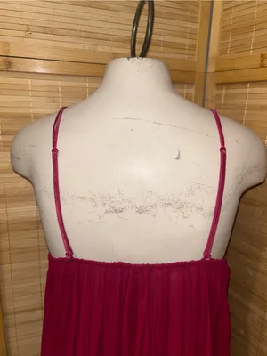 Victoria’s Secret Red Burgundy Pleated Babydoll Chemise sheer lace Lingerie top thumbnail 5