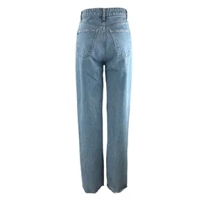 Zara Womens Blue Ripped Distressed Straight Palazzo Wide Leg Denim Jeans Pants 2 thumbnail 3