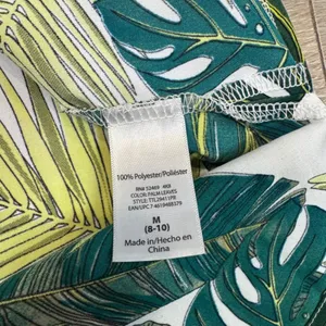 Time and Tru Womens Tropical Palm Leaves Sleeveless‎ Tank Top Green White Medium thumbnail 5