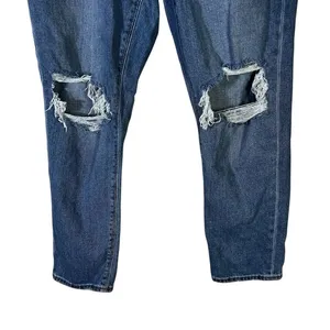 American Eagle Mom Jeans Womens 12 Medium Wash Distressed‎ Straight High Rise thumbnail 3