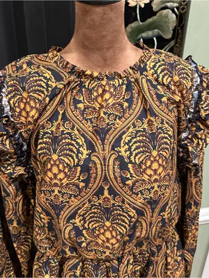 Anthropologie A Loves A Damask Print Voile Ruffle Dress – Size XL thumbnail 2