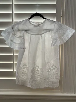 Anthropologie Love The Label 100% Cotton Flutter-Sleeve Peasant Blouse Small thumbnail 4