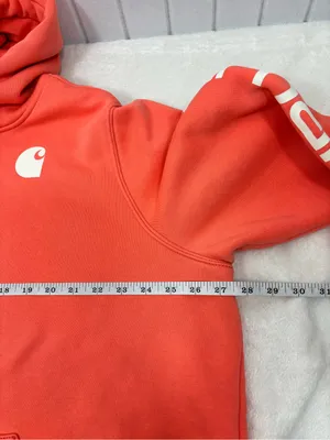 Carhartt Orange Coral Logo Hoodie Size XXL (20) thumbnail 6
