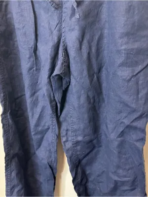 L.L. Bean Size 12 Navy Blue Drawstring Linen Blend Pants thumbnail 3