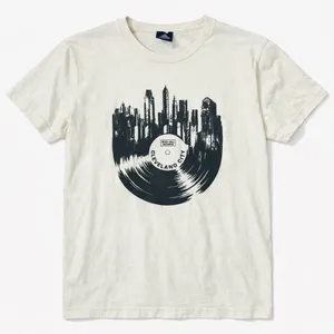 Cleveland City Rock Hall Records Hall of Fame Vinyl Skyline Graphic T-Shirt Sz M thumbnail 1