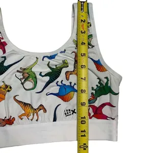 TomboyX Bralette Women Small White Rainbow Dinosaur Print Scoop Neck Kidcore thumbnail 6