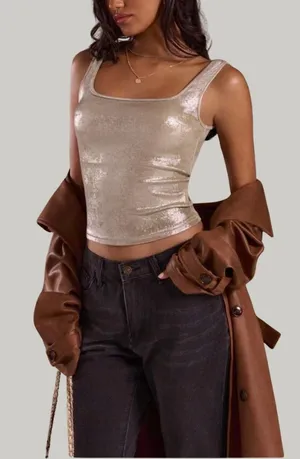 Princess Polly Shimmer Crop Top thumbnail 1