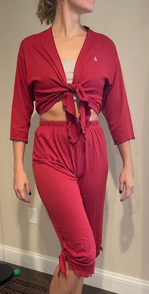 Vintage Sears Crop Two Piece Set Red Size L thumbnail 1