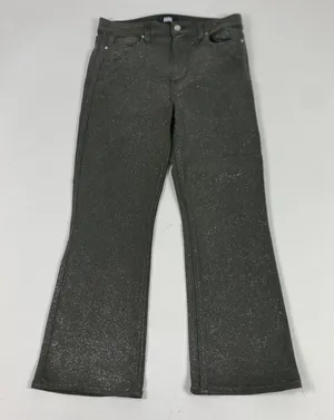 Paige Jeans Womens 29 Gray Silver Claudine Crop Flare Glitter Coated‎ Shimmer thumbnail 1