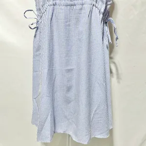 New ASOS Seersucker Plunge V-Neck Tie Waist Mini Sundress Blue White Size 4 thumbnail 9