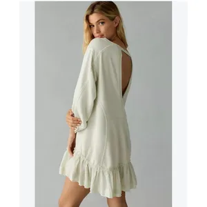 Anthropologie Daily Practice Eldridge Ruffle Hem Mini Sweater Dress Green M thumbnail 2